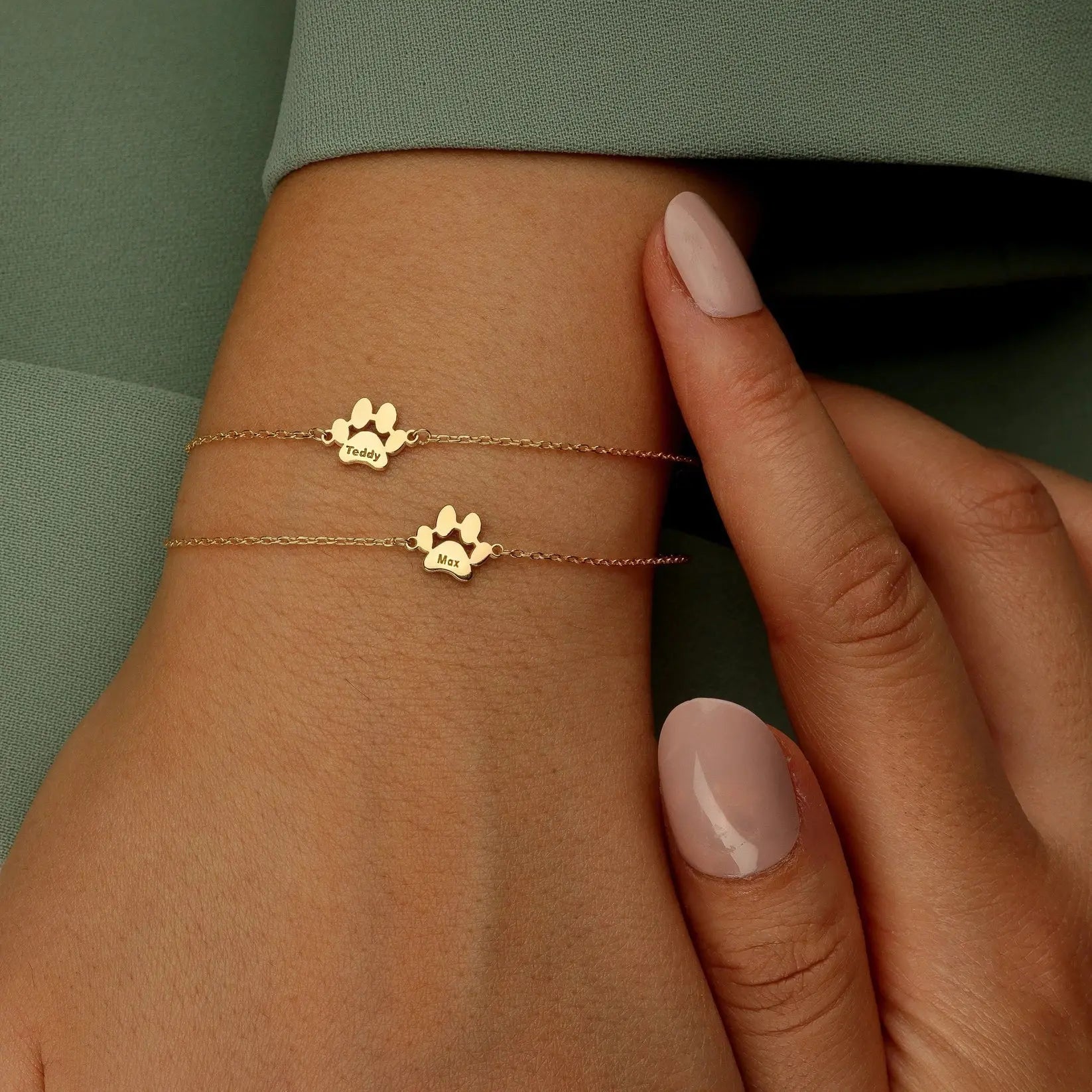 Bracelet Personnalisé avec Nom et Patte