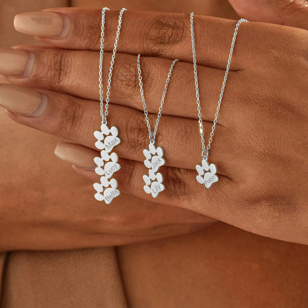 Collier Personnalisé avec Nom et Patte