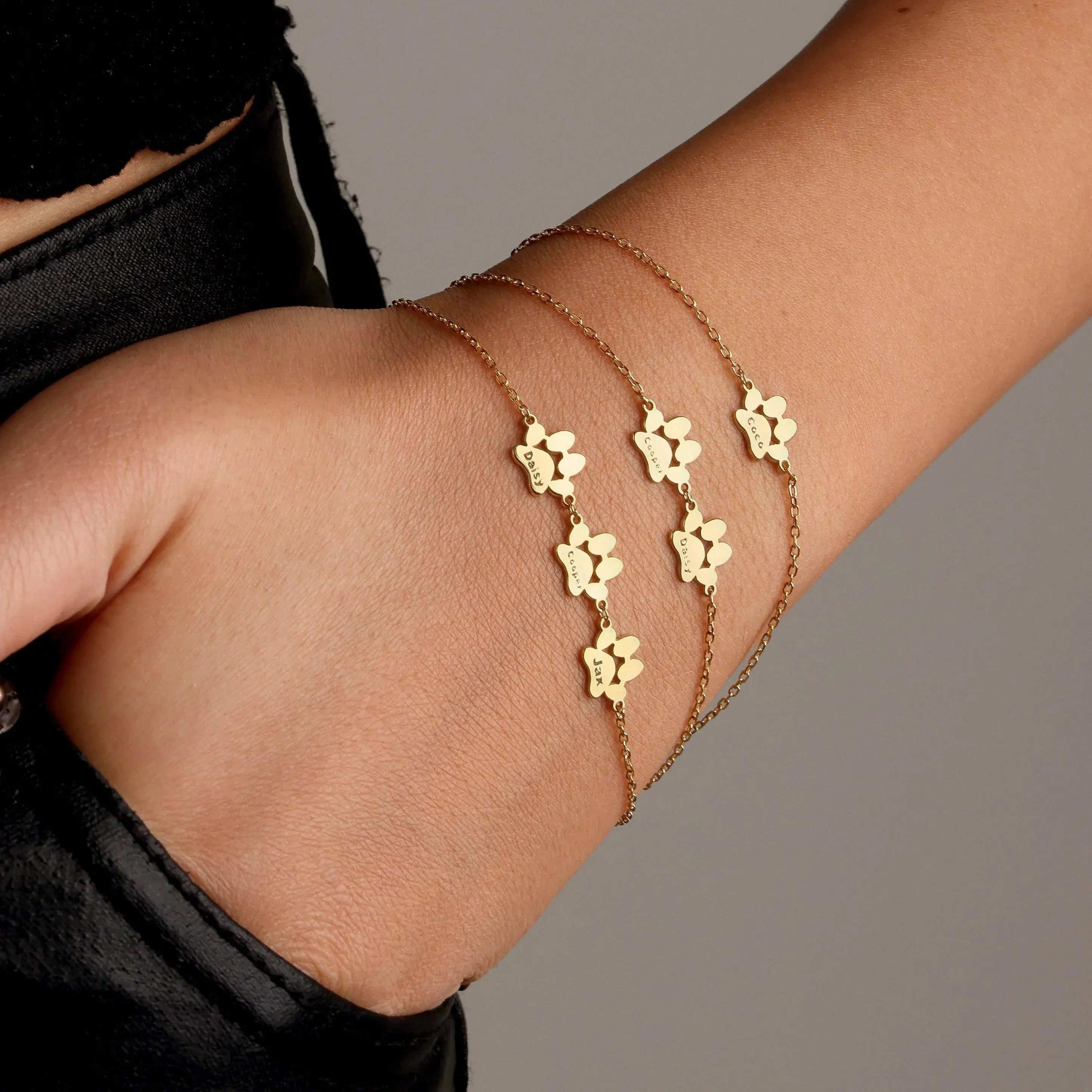 Bracelet Personnalisé avec Nom et Patte