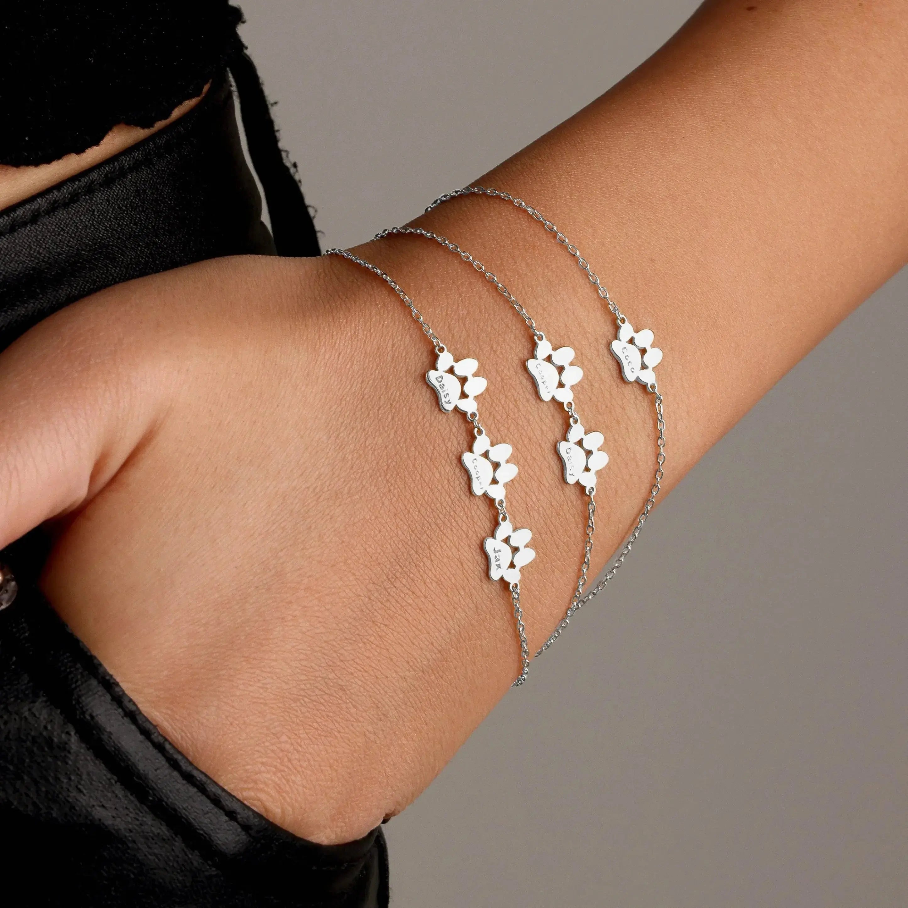 Bracelet Personnalisé avec Nom et Patte