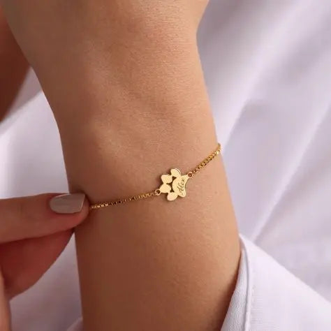 Bracelet Personnalisé avec Nom et Patte