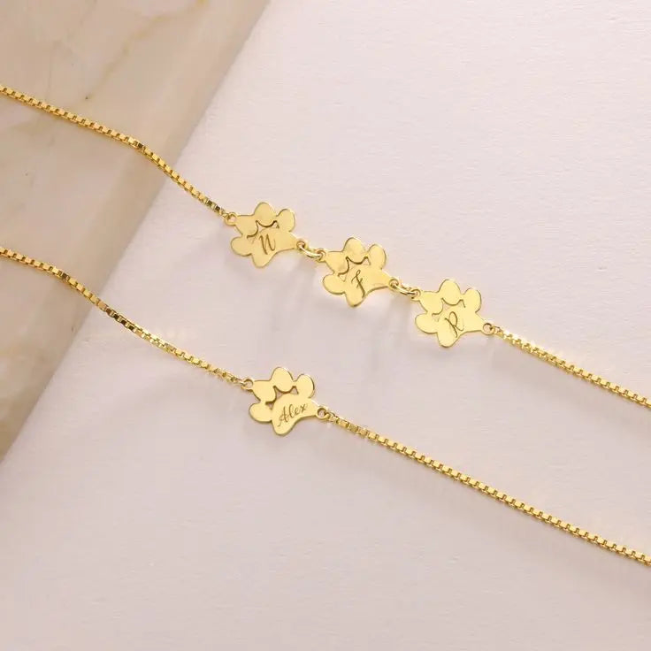 Bracelet Personnalisé avec Nom et Patte