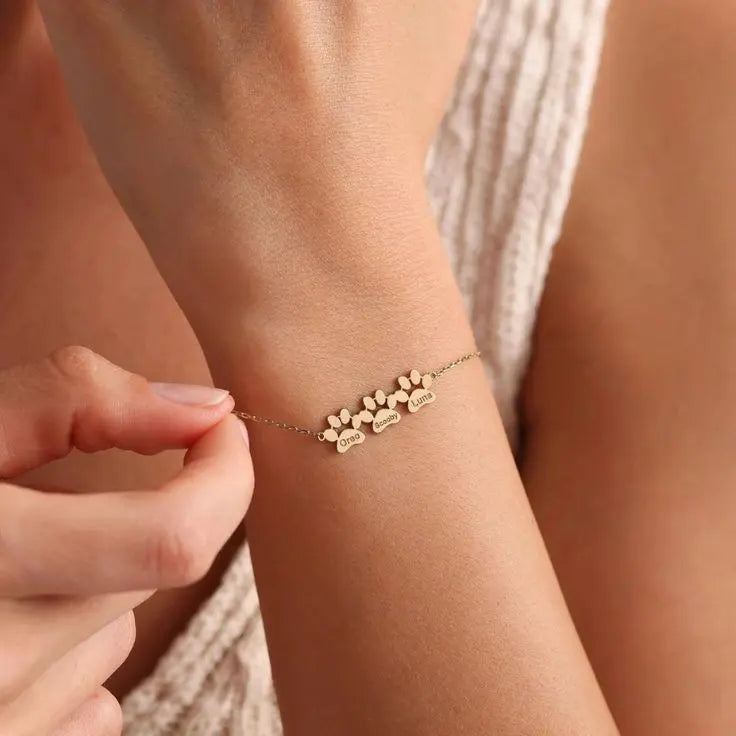 Bracelet Personnalisé avec Nom et Patte