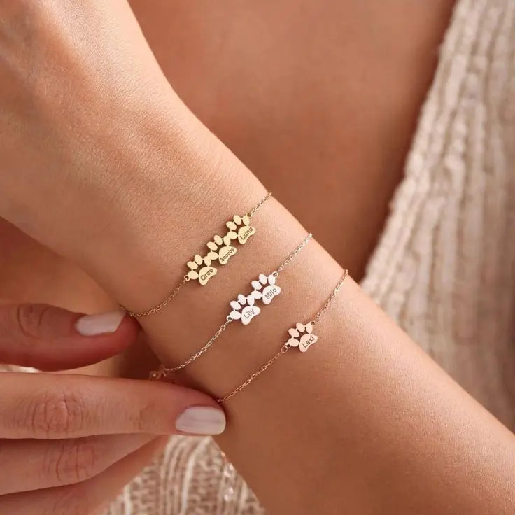 Bracelet Personnalisé avec Nom et Patte