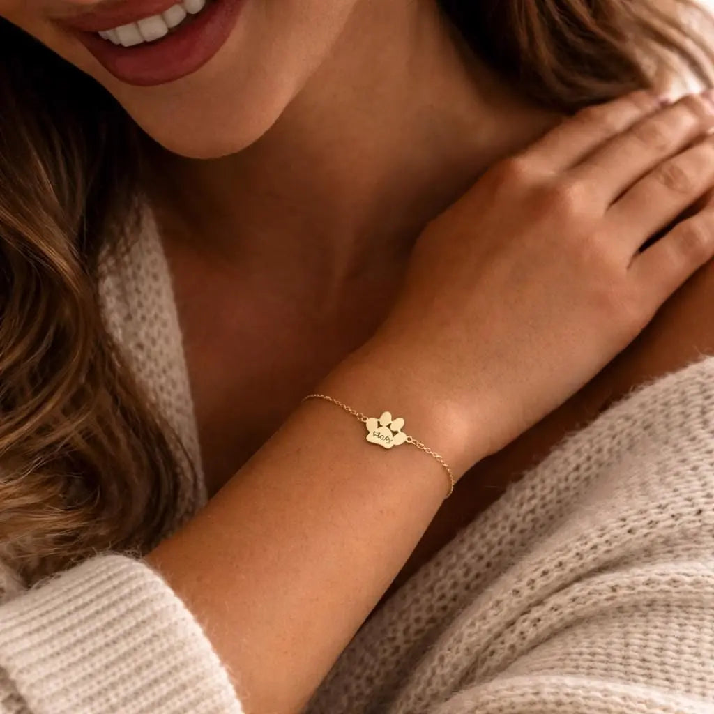 Bracelet Personnalisé avec Nom et Patte