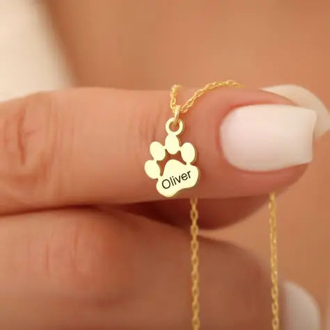 Collier Personnalisé avec Nom et Patte