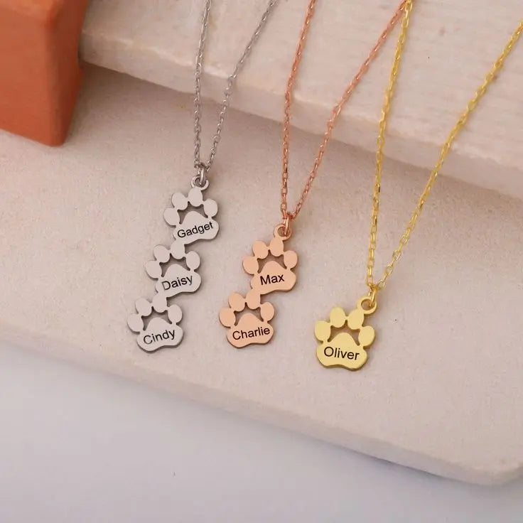 Collier Personnalisé avec Nom et Patte