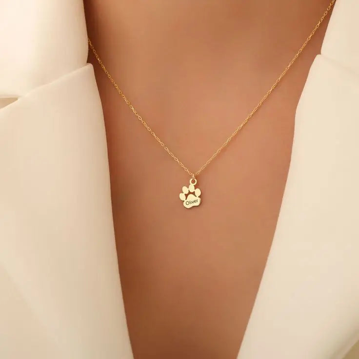 Collier Personnalisé avec Nom et Patte